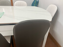 奥利克丝 亮光岩板餐桌椅组合 现代简约实木餐桌可伸缩折叠圆桌吃饭桌子 亮光雪山白-黑白框架轻奢皮椅款 1.35米 一桌六椅【12MM加厚岩板】 实拍图
