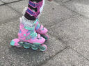米高轮滑鞋儿童溜冰鞋女童初学中小学滑轮滑冰旱冰鞋直排轮S3套装粉S 实拍图