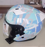 野马（YEMA）摩托车头盔电动车男女四季通用3C认证成人踏板四分之三盔安全帽 陶瓷白炫丽蓝粉【透明+防雾贴】 L码 实拍图