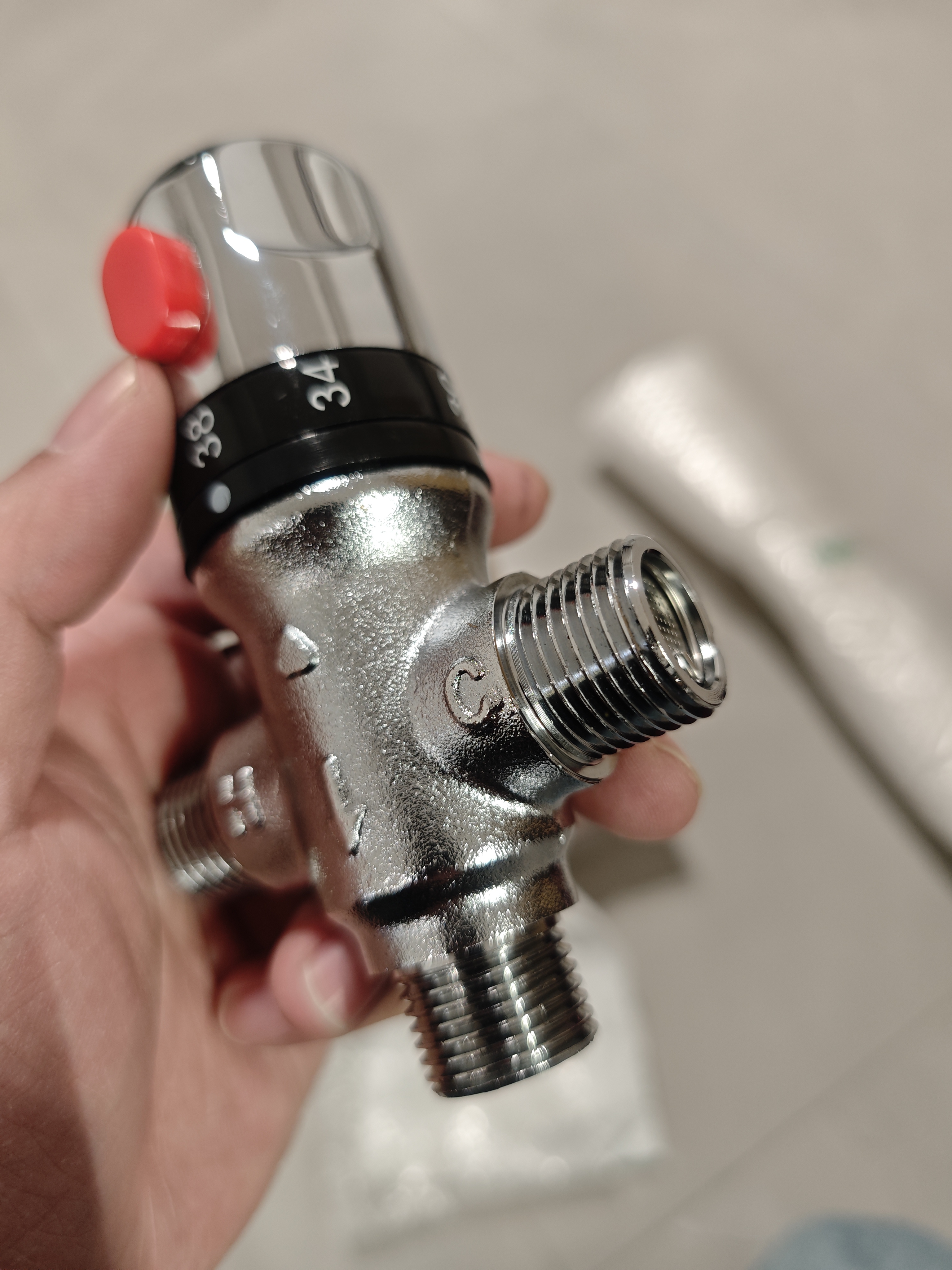 康斯拓普全铜管道恒温阀明装太阳能混水阀热水器温控阀自动智能冷热水调温 新款G3电镀4分口 实拍图