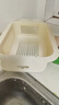 家の物语（KATEI STORY）日本洗菜篮沥水篮塑料双层洗菜盆子厨房滤水篮水果篮子加厚漏水盆 长款可伸缩双层【米色】1套 实拍图