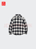 优衣库童装男童女童法兰绒格子衬衫长袖衬衣薄外套上衣新款478132 09 黑色 110 实拍图