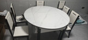 淘邦 餐桌 亮光岩板餐桌现代简约伸缩折叠款实木餐桌椅组合吃饭圆桌子 亮光雪山白-黑白框架205木椅 1.35m 一桌六椅 实拍图