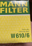 曼牌（MANNFILTER）机油滤清器机油滤芯W610/6思域雅阁英仕派缤智飞度CRV思铂睿冠道 实拍图