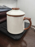 青花汝窑茶杯水杯陶瓷带盖茶水分离可定制送礼家用高档办公马克杯 米黄汝窑素面-办公杯 实拍图