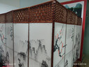 中式简易折叠可移动屏风遮挡板帘客厅隔断墙卧室现代简约办公室 单面图案送底座（加厚加粗） 1.8米高4扇一组2米宽 实拍图