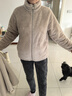 优衣库女装男装长绒摇粒绒拉链茄克/长袖外套夹克冬新款479611 30 浅米色 L 实拍图