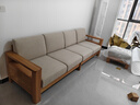 源氏木语全实木沙发新中式小户型橡木沙发现代简约客厅三人位沙发 (原木色)2.76m小四人+脚凳 (布艺三色可选 组合 实拍图