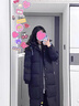 啄木鸟中长款羽绒棉服男女同款冬季新款过膝加厚鸭绒戏艺考校服加绒外套 黑色 XL (175) 【140-160斤】 实拍图