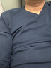 Mr.Bu布先生明星同款男士长袖T恤春秋季小白T情侣内搭打底衫纯色衣服 V领-海岳蓝 XL (180) 实拍图