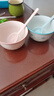 【天天低价】新款釉下彩陶瓷碗餐具套装少女心ins风陶瓷碗勺 【99%人选择】梦幻粉蓝两碗两勺 实拍图