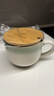 INMIND HOUSE 大肚牛奶早餐杯陶瓷泡燕麦片杯子带盖勺大号容量可微波欧式600ml 渐变灰600ml（木柄勺+木盖） 实拍图
