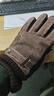 红蜻蜓真皮手套男冬天骑车摩托车加绒加厚触屏保暖防风防溅水猪皮棉手套 款式一 - 真皮加绒加厚 - 咖色 均码 防风触屏 实拍图