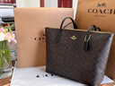 蔻驰（COACH）【品牌直供】女士大号大容量单肩手提托特包胡桃木拼黑色CBT20 实拍图