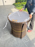 紫叶阳台小桌椅 一桌两椅家用小户型茶几创意简约收纳组合藤椅三件套 圆形直径D68 深棕【配坐垫】 实拍图