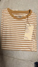 无印良品（MUJI）女式 天竺编织 圆领短袖T恤 上衣打底衫女款25年夏季女装内搭 暗黄色条纹 BB2SBA5S S (155/80A) 实拍图
