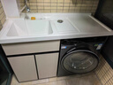 赛诺纳美太空铝洗衣机柜台盆一体小户型阳台滚筒伴侣洗衣池浴室柜组合套装 奶油风-右盆【左盆找客服】110cm 实拍图