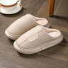 乐拖轻奢 拖鞋女秋冬季保暖居家室内PU防水厚底防滑情侣棉拖鞋女 实拍图