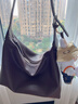 裘真【明星推荐】经典hobo包植鞣牛皮腋下通勤休闲饺子女包 咖啡色-大号 小包/大包 实拍图