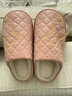 洁丽雅 防水棉拖鞋女冬季室内家居防滑情侣居保暖外穿皮拖鞋男冬天棉鞋 粉色 36-37 (适合35-36码) 实拍图