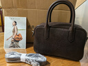 裘真【明星推荐】宽宽包植鞣牛皮休闲斜挎包手提保龄球包女 咖啡色 预售12天 实拍图