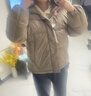 雪中飞抽绳连帽羽绒服女装冬季通勤居家百搭款鸭绒保暖松紧羽绒外套衣服 棕色 L (165) 实拍图