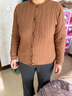 优衣库女装纽花圆领针织开衫/毛衣外套空调衫通勤秋冬新款481477 34 驼色 3XL 实拍图