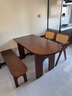 泽雅居中古风实木岛台餐桌家用小户型靠墙半圆饭桌原木长方形大板洽谈桌 松木1.4米桌+1.2米长凳+椅子2 实拍图