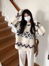 相伊恋人毛衣女25新款秋冬可外穿加厚宽松圆领套头慵懒风针织衫费尔岛上衣 米白色【宽松显瘦抗起球】 均码 【推荐80-140斤】 实拍图