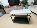易吉佳奶油风客厅沙发边桌可移动边几岩板小茶几置物架小推车创意床头桌 黑色+雪山白岩板 长80宽40高55【加轮子高60】 实拍图