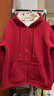 班尼路（Baleno）酒红色连帽羊羔毛外套女本命年马年加绒厚保暖开衫卫衣女装上衣服 实拍图