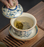 不拙汝窑三才盖碗青花瓷茶碗防烫茶具分茶器带茶漏过滤网盖碗三件套 实拍图