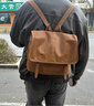 裘真【宋佳同款】植鞣羊皮信使双肩包大容量上班通勤休闲背包新款 大象灰-大号 预售11天 实拍图