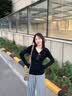 尤克达蒂（yookdd）打底衫黑色V领长袖t恤女2025新款秋冬内搭美式辣妹紧身收腰上衣潮 黑色V领内搭 M 实拍图
