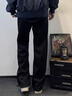主意范（ZHUYIFAN）胖子大码230斤裤子男直筒秋冬款工装裤潮牌大码直筒阔腿休闲裤 A001-K1050黑色 XL (175) 130-150斤可穿 实拍图