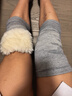安纬格羊皮毛护膝盖保暖关节炎秋冬防寒男女士中老年老寒腿摩托骑电动车 灰色 2只装 L （100-150斤）加长款33cm 实拍图