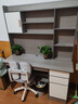 悦美妙 电脑桌台式家用书桌书柜组合一体学生学习写字桌带书架卧室桌子 【升级豪华款】欧莱文灰色120CM 实拍图