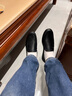奥康品牌男鞋新品英伦豆豆鞋男真皮软底懒人一脚蹬休闲皮鞋透气 黑色单鞋 42 实拍图