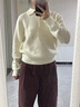 优衣库童装女童舒芙蕾POLO领针织衫毛衣毛衫25秋冬新款480087 40 奶油色 160 晒单实拍图