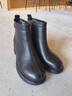 意尔康女靴羊皮粗跟气质通勤及踝靴加绒保暖短靴女 14734W 黑色   38 实拍图