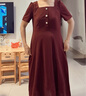 尚都比拉短袖连衣裙女夏季复古赫本风气质通勤裙子中长款A字裙 红色 M 实拍图