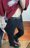 肆缄胖子大码弯刀牛仔裤男大屁股显瘦vibe裤子美式高街宽松大码微喇裤 黑色 3XL 适合160-180斤 实拍图