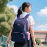 Edison初中生书包大容量多隔层防泼水高中学生简约双肩背包 310-9蓝粉 实拍图