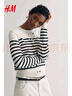 H&M女装毛针织衫冬季慵懒风休闲打底衫短款开衫薄款外套0579541 白色/黑色条纹 S 160/88 实拍图