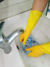 金钱花厨房洗碗家务洗衣服天然橡胶乳胶食品级胶皮清洁防水刷碗手套加厚 橙黄双色款促销一双 S码（适合手小女士或儿童） 实拍图