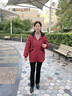 梵花秀春秋胖妈妈装外套大码遮肉新款秋冬风衣50岁中老年女装连帽上衣 红色轻薄夹棉 XL 建议穿108-120斤 实拍图