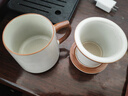 青花汝窑茶杯水杯陶瓷带盖茶水分离可定制送礼家用高档办公马克杯 米黄汝窑素面-办公杯 实拍图