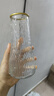 玻璃花瓶透明植物插花瓶水培容器大花瓶装饰客厅摆件 透明描金水波纹（17*5.5*8） 1个装 实拍图