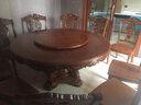 皇家路易斯 欧式实木雕花大理石圆形饭桌带转盘家用小户型别墅餐厅家具餐桌 仿古色（配实木面+转盘） 1.0米/1.2米（单餐桌） 实拍图