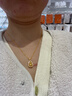 老铺黄金古法手工足金项链 · 葫芦（1号）钻饰吊坠（金链款） 新款中号锁骨链款金重约9.8g 实拍图